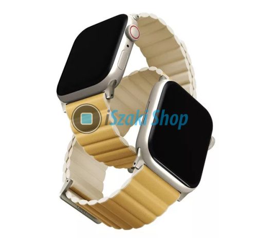 Uniq Revix Premium mágneses szilikon szíj Apple Watch 38/40/41mm, sárga/csont