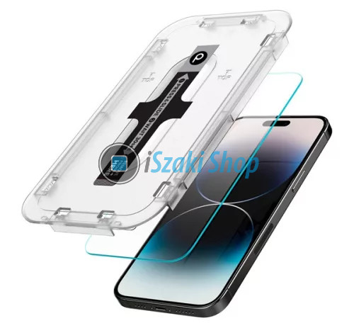 Phoner Master Clear Apple iPhone 15 Pro Max Tempered Glass kijelzővédő fólia felhelyező kerettel