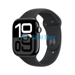   APPLE Watch Series 10 GPS, 46mm, kozmoszfekete alumíniumtok, fekete sportszíj - M/L (MWWQ3QH/A)