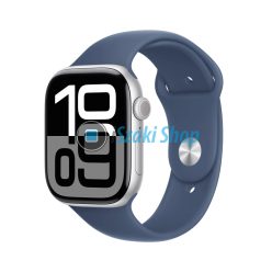   APPLE Watch Series 10 GPS, 42mm, ezüstszínű alumíniumtok, denimszínű sportszíj - S/M (MWWA3QH/A)