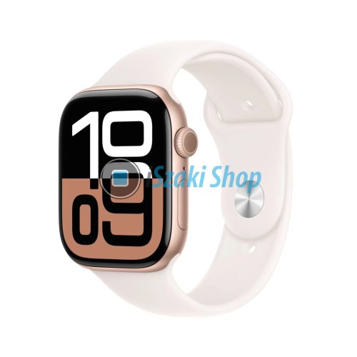 APPLE Watch Series 10 GPS, 42mm, rozéarany alumíniumtok, lágy rózsaszín sportszíj - S/M (MWWH3QH/A)